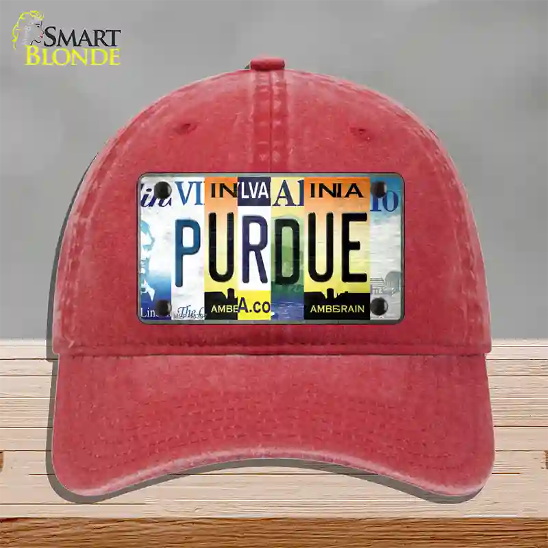 Purdue Strip Art Novelty License Plate Hat Tag Unconstructed Cotton / Red