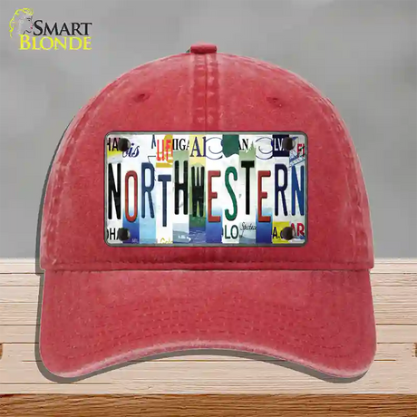 Northwestern Strip Art Novelty License Plate Hat Tag Unconstructed Cotton / Red