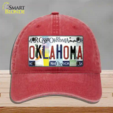 Oklahoma Strip Art Novelty License Plate Hat Tag Unconstructed Cotton / Red