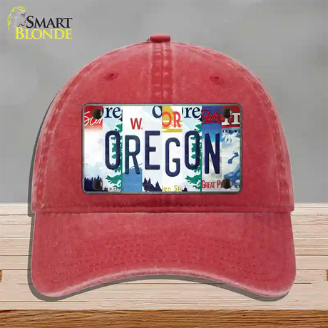 Oregon Strip Art Novelty License Plate Hat Tag Unconstructed Cotton / Red