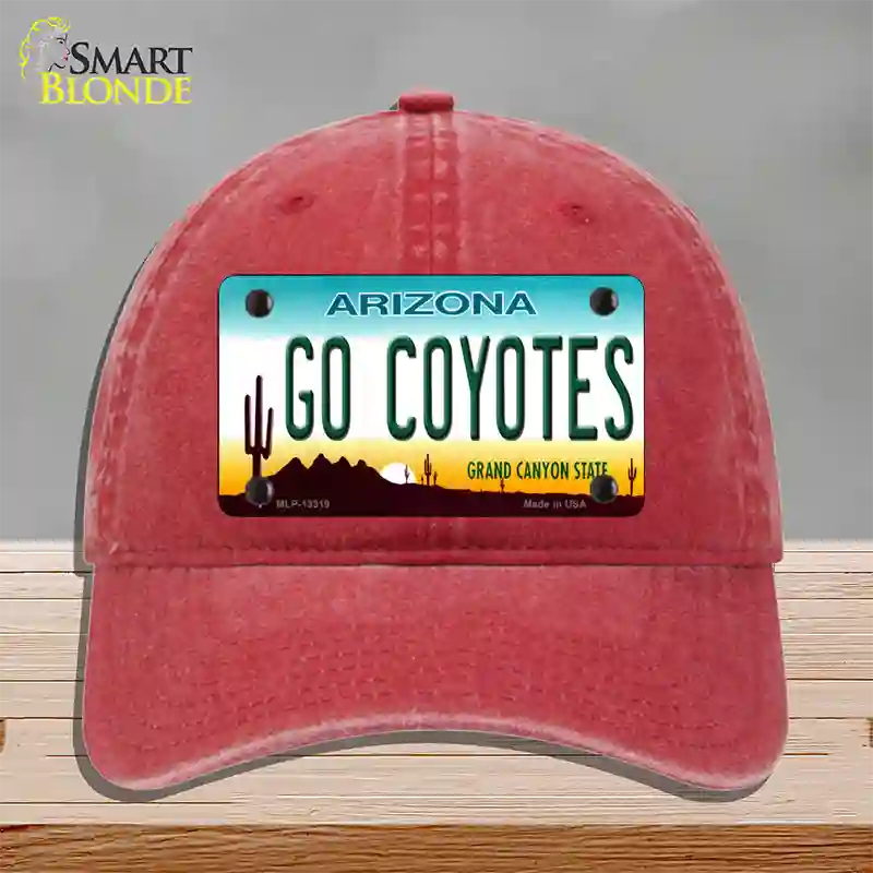 Go Coyotes Novelty License Plate Hat Tag Unconstructed Cotton / Red