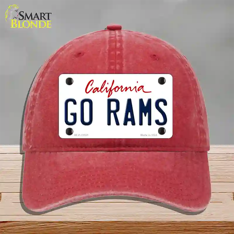 Go Rams Novelty License Plate Hat Tag Unconstructed Cotton / Red