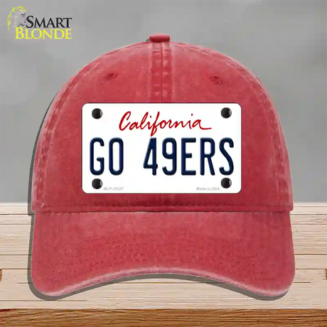 Go 49ers Novelty License Plate Hat Tag Unconstructed Cotton / Red