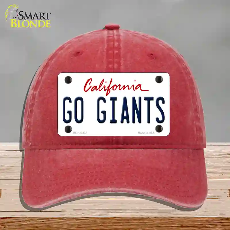 Go Giants Novelty License Plate Hat Tag Unconstructed Cotton / Red