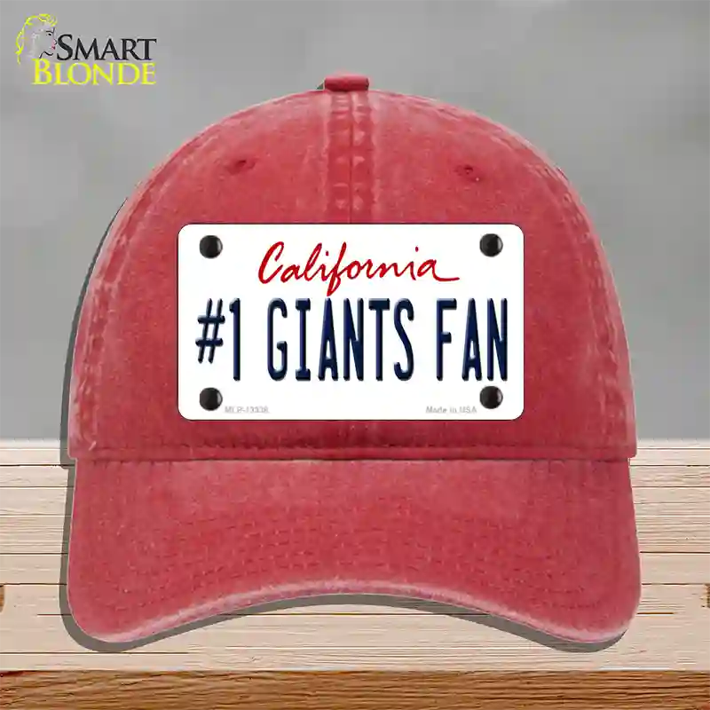 Number 1 Giants Fan Novelty License Plate Hat Tag Unconstructed Cotton / Red