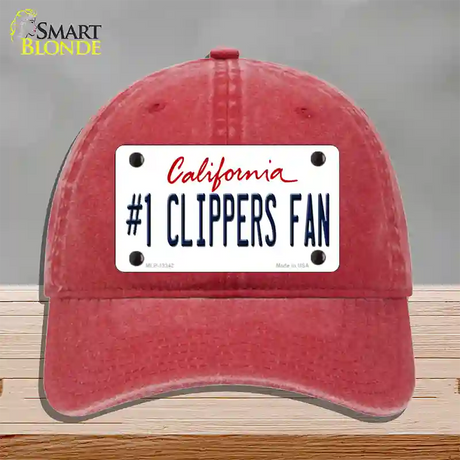 Number 1 Clippers Fan Novelty License Plate Hat Tag Unconstructed Cotton / Red