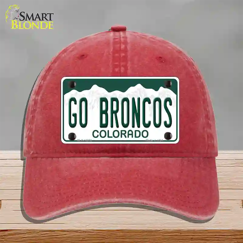 Go Broncos Novelty License Plate Hat Tag Unconstructed Cotton / Red