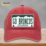 Go Broncos Novelty License Plate Hat Tag Unconstructed Cotton / Red