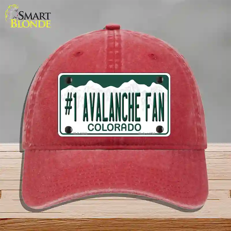 Number 1 Avalanche Fan Novelty License Plate Hat Tag Unconstructed Cotton / Red