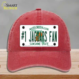 Number 1 Jaguars Fan Novelty License Plate Hat Tag Unconstructed Cotton / Red