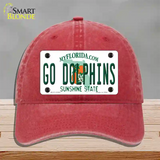 Go Dolphins Novelty License Plate Hat Tag Unconstructed Cotton / Red