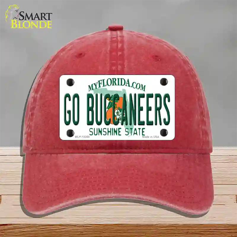 Go Buccaneers Novelty License Plate Hat Tag Unconstructed Cotton / Red