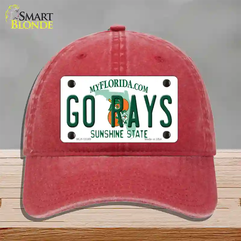 Go Rays Novelty License Plate Hat Tag Unconstructed Cotton / Red