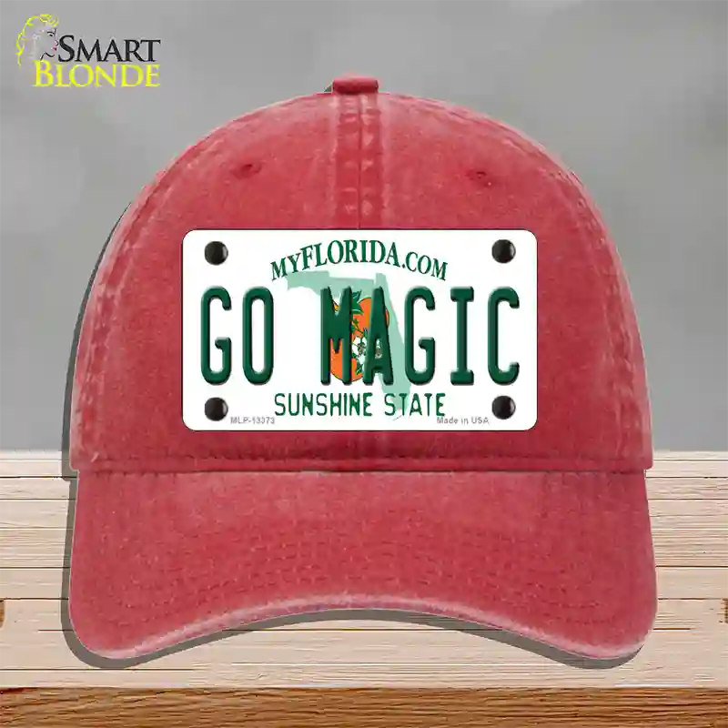 Go Magic Novelty License Plate Hat Tag Unconstructed Cotton / Red