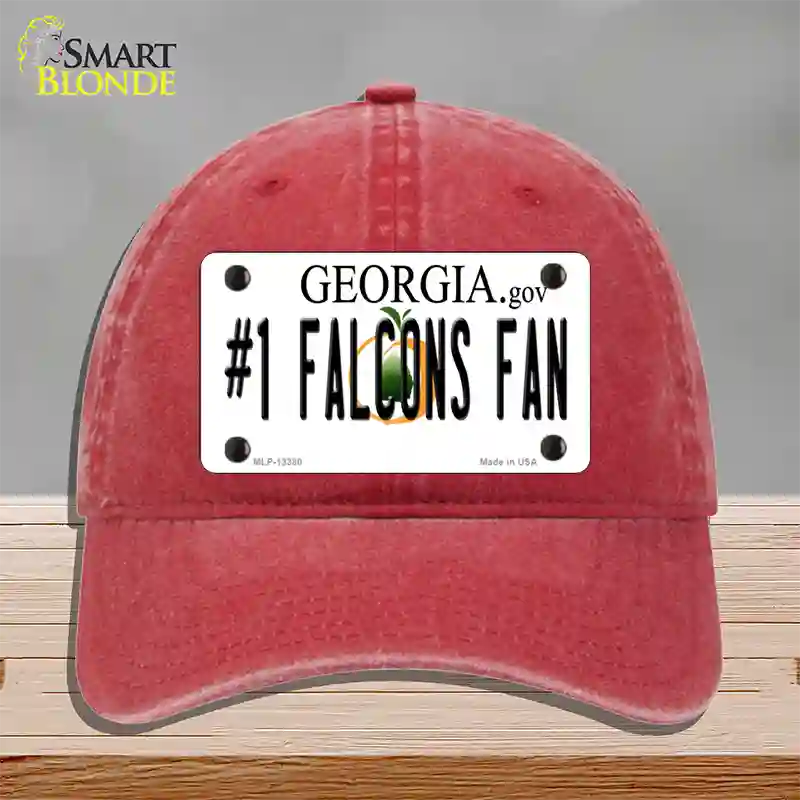 Number 1 Falcons Fan Novelty License Plate Hat Tag Unconstructed Cotton / Red