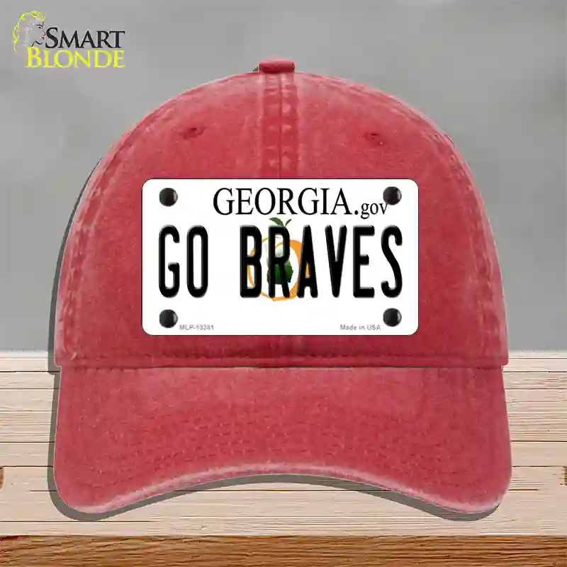 Go Braves Novelty License Plate Hat Tag Unconstructed Cotton / Red