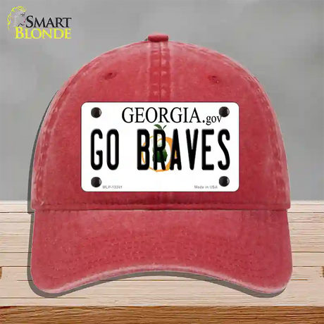 Go Braves Novelty License Plate Hat Tag Unconstructed Cotton / Red