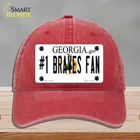 Number 1 Braves Fan Novelty License Plate Hat Tag Unconstructed Cotton / Red