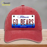 Go Bears Novelty License Plate Hat Tag Unconstructed Cotton / Red