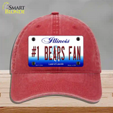 Number 1 Bears Fan Novelty License Plate Hat Tag Unconstructed Cotton / Red