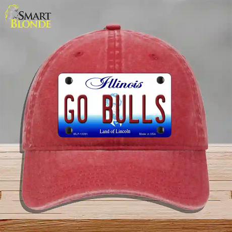 Go Bulls Novelty License Plate Hat Tag Unconstructed Cotton / Red