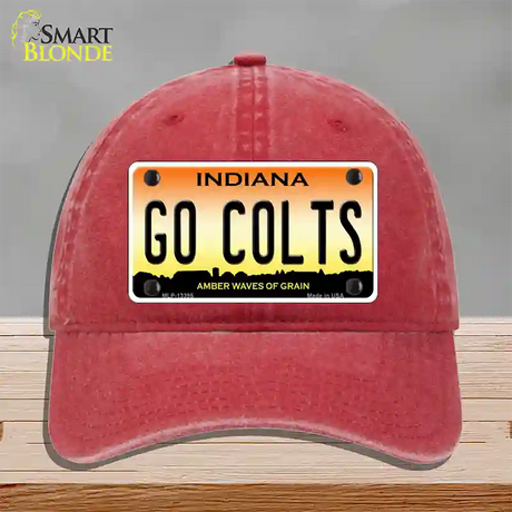 Go Colts Novelty License Plate Hat Tag Unconstructed Cotton / Red