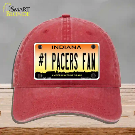 Number 1 Pacers Fan Novelty License Plate Hat Tag Unconstructed Cotton / Red