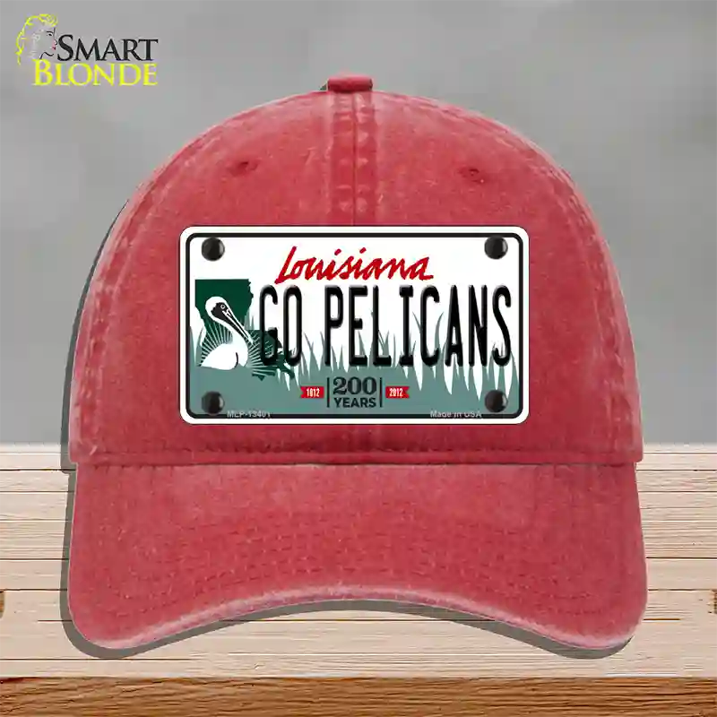 Go Pelicans Novelty License Plate Hat Tag Unconstructed Cotton / Red