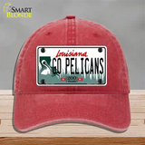 Go Pelicans Novelty License Plate Hat Tag Unconstructed Cotton / Red