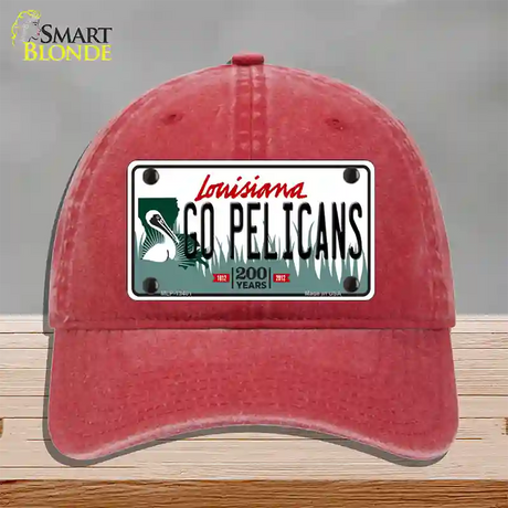 Go Pelicans Novelty License Plate Hat Tag Unconstructed Cotton / Red