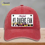 Number 1 Ravens Fan Novelty License Plate Hat Tag Unconstructed Cotton / Red