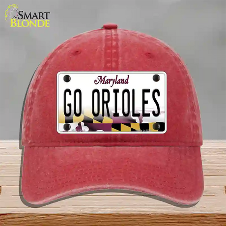 Go Orioles Novelty License Plate Hat Tag Unconstructed Cotton / Red