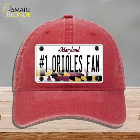 Number 1 Orioles Fan Novelty License Plate Hat Tag Unconstructed Cotton / Red