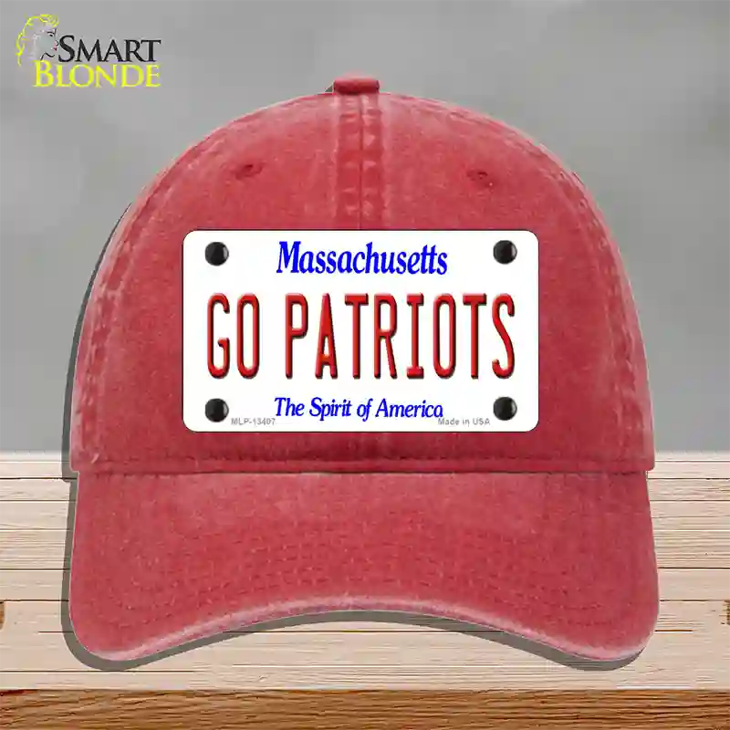 Go Patriots Novelty License Plate Hat Tag Unconstructed Cotton / Red