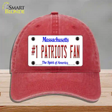 Number 1 Patriots Fan Novelty License Plate Hat Tag Unconstructed Cotton / Red