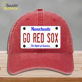 Go Red Sox Novelty License Plate Hat Tag Unconstructed Cotton / Red