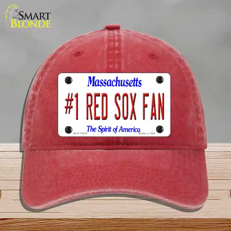 Number 1 Red Sox Fan Novelty License Plate Hat Tag Unconstructed Cotton / Red