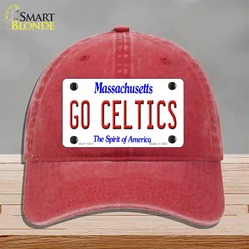 Go Celtics Novelty License Plate Hat Tag Unconstructed Cotton / Red