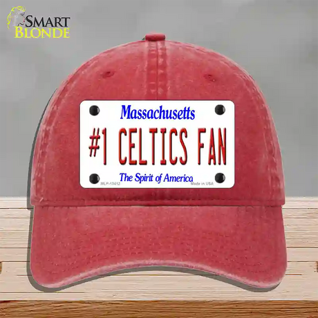 Number 1 Celtics Fan Novelty License Plate Hat Tag Unconstructed Cotton / Red