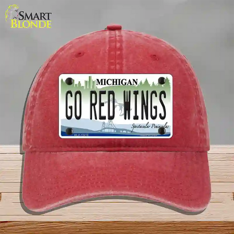 Go Red Wings Novelty License Plate Hat Tag Unconstructed Cotton / Red