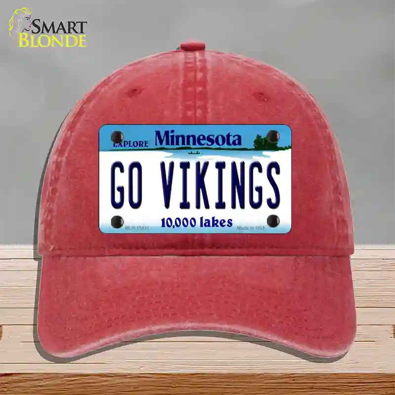 Go Vikings Novelty License Plate Hat Tag Unconstructed Cotton / Red