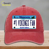 Number 1 Vikings Fan Novelty License Plate Hat Tag Unconstructed Cotton / Red