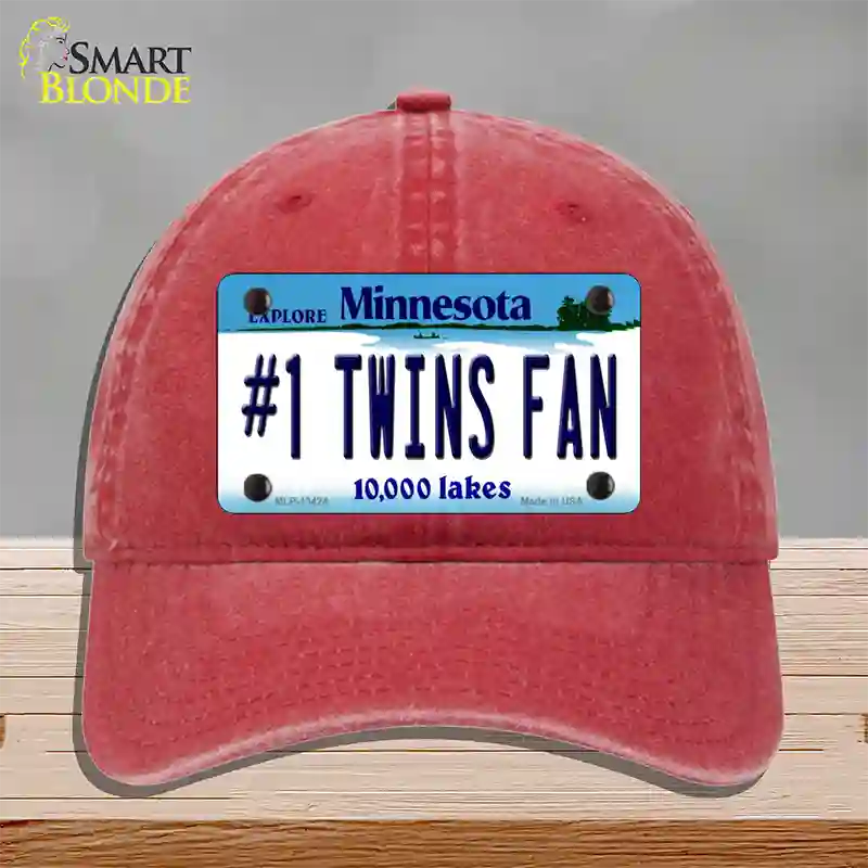 Number 1 Twins Fan Novelty License Plate Hat Tag Unconstructed Cotton / Red