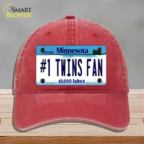 Number 1 Twins Fan Novelty License Plate Hat Tag Unconstructed Cotton / Red