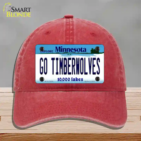 Go Timberwolves Novelty License Plate Hat Tag Unconstructed Cotton / Red