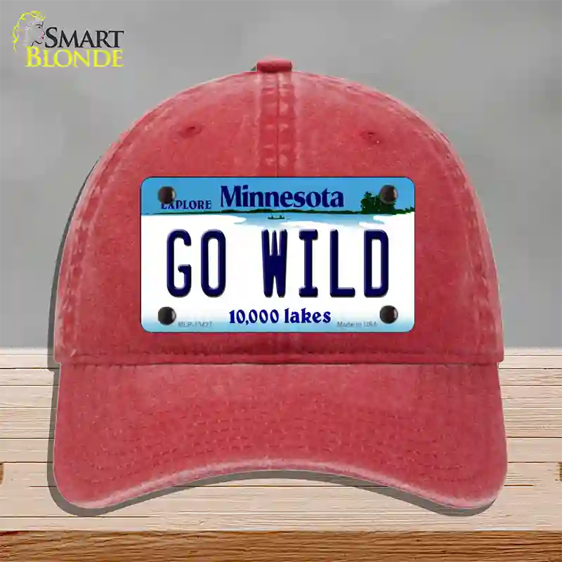 Go Wild Novelty License Plate Hat Tag Unconstructed Cotton / Red