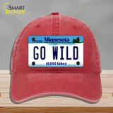 Go Wild Novelty License Plate Hat Tag Unconstructed Cotton / Red