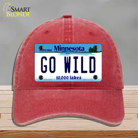 Go Wild Novelty License Plate Hat Tag Unconstructed Cotton / Red