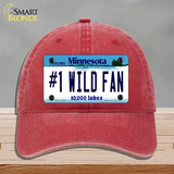 Number 1 Wild Fan Novelty License Plate Hat Tag Unconstructed Cotton / Red