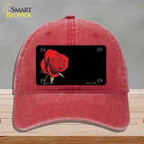 Rose Offset Novelty License Plate Hat Unconstructed Cotton / Red